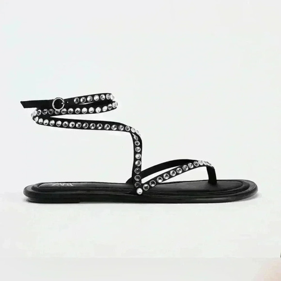 🔥🔥Zara Tied up rhinestone Flat - Picture 7 of 9